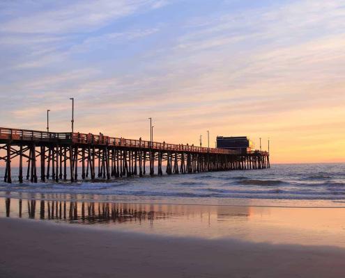 Newport Beach Pier at the sunset